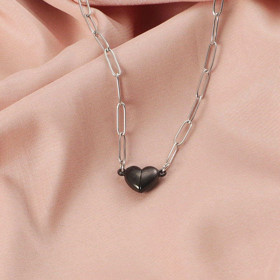 Jewelry IG Style Simple Style Heart Shape 304 Stainless Steel Plating Pendant Necklace