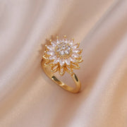 J034 Gold SUNFLOWER Spinning Ring