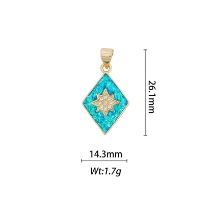 1 Piece Copper Zircon Geometric Star Pendant