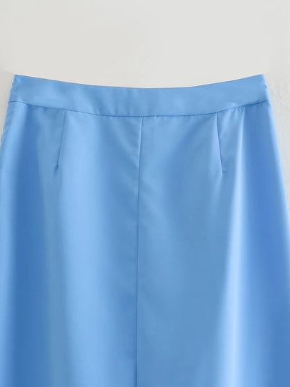 Summer Sexy Solid Color Polyester Midi Dress Skirts