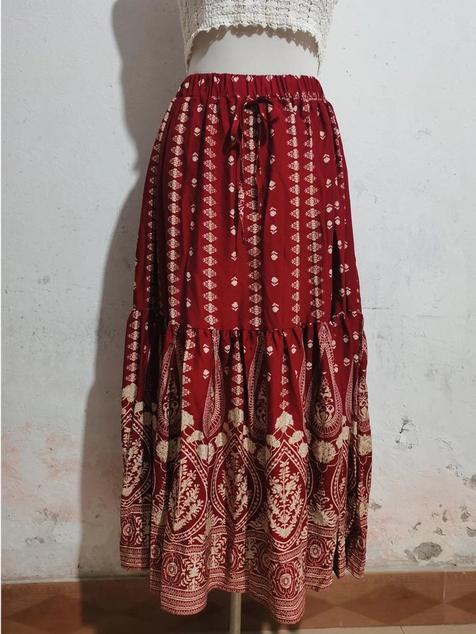 Summer Vacation Printing Polyester Maxi Long Dress Skirts