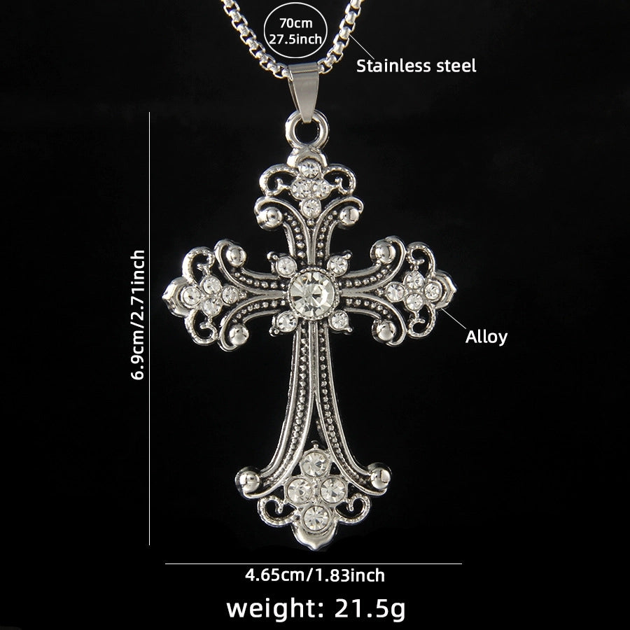 Hip-Hop Vintage Style Cross 201 Stainless Steel Alloy Plating Unisex Pendant Necklace