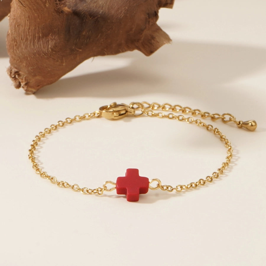 Bohemian Cross 304 Stainless Steel Resin cable chain Bracelets In Bulk Stainless Steel Bracelets