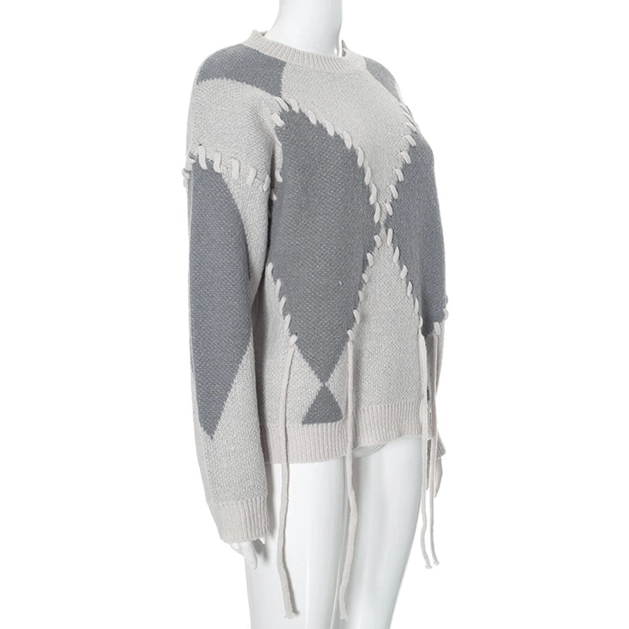 Women's Sweater Long Sleeve Sweaters & Cardigans Tie Streetwear Plaid