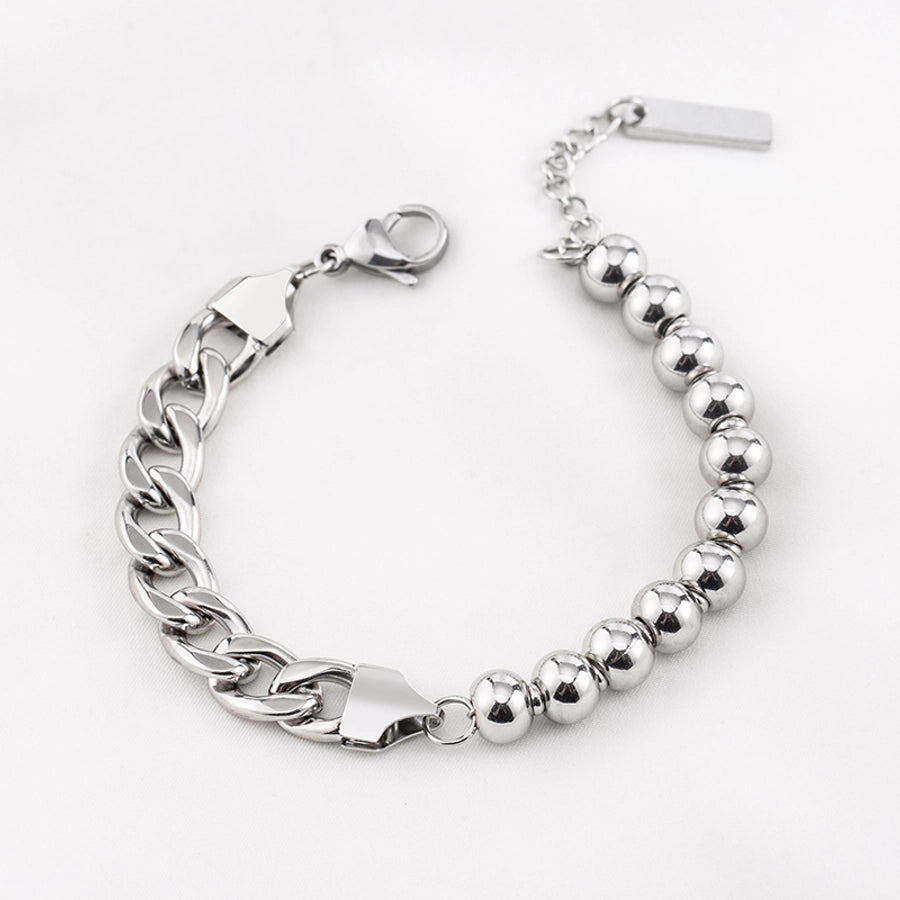 Hip-Hop Geometric Solid Color 304 Stainless Steel Beaded Shiny Metallic Patchwork Unisex Bracelets