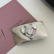 Pink Rhinestone-Rectangular Clip Love