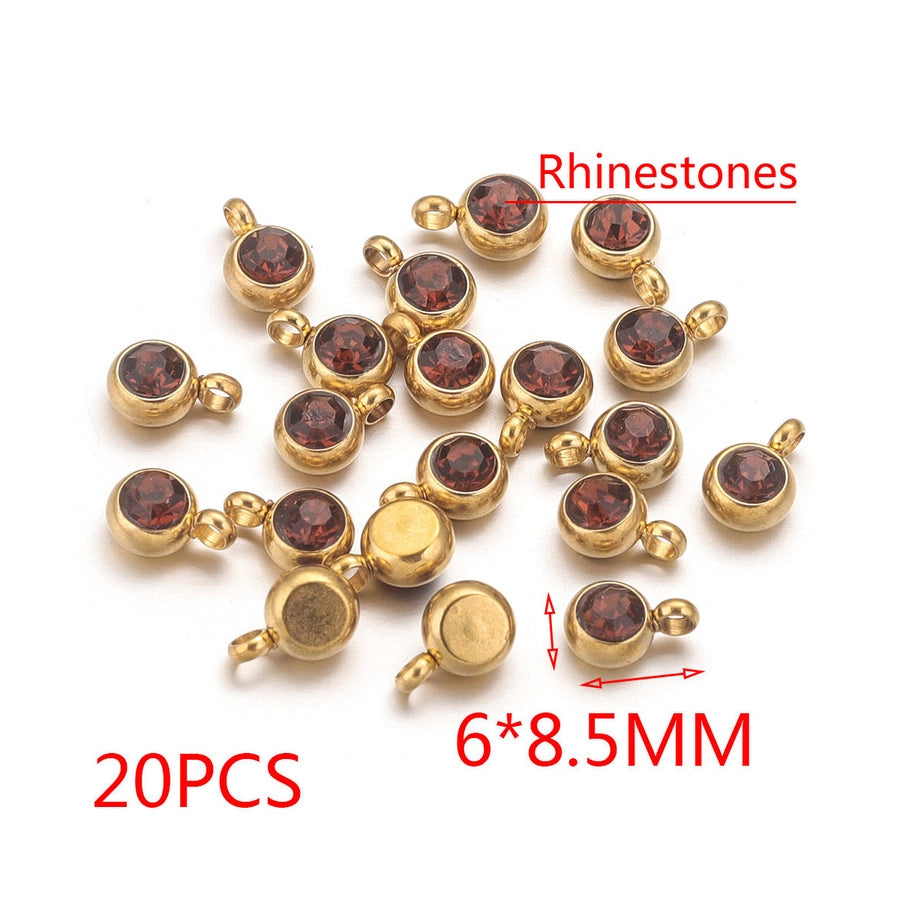 20 PCS/Package Diameter 6 mm 304 Stainless Steel Geometric Pendant Jewelry Accessories