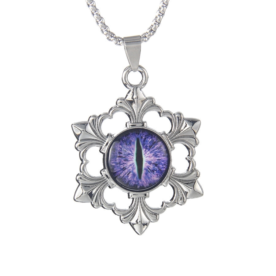 Hip-Hop Devil's Eye Snowflake 201 Stainless Steel Alloy Men's Pendant Necklace