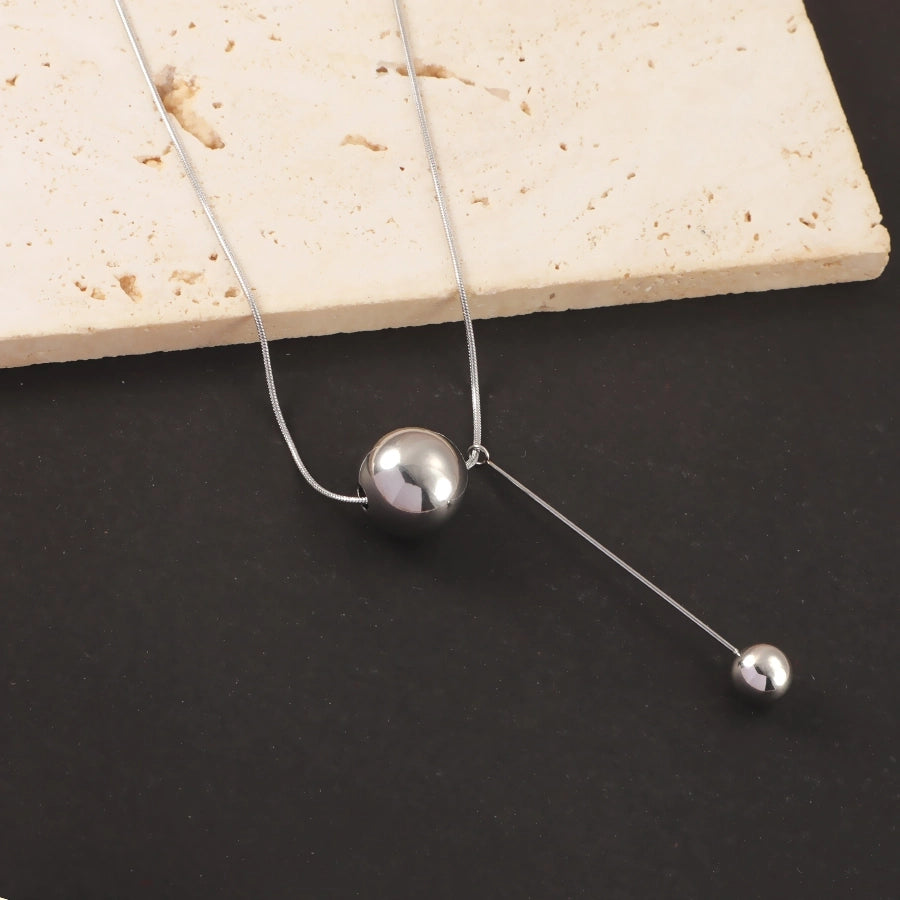 Jewelry Solid Color Round 304 Stainless Steel Pendant Necklace