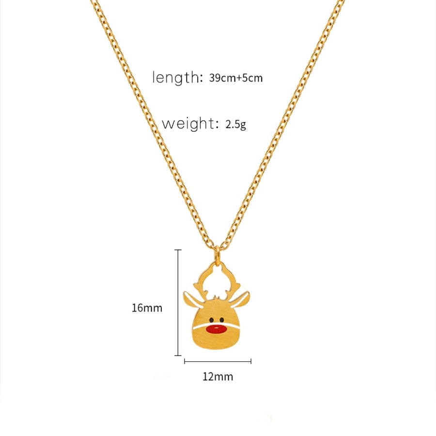 Jewelry Cute Christmas Hat Christmas Tree Christmas Socks Titanium Steel 18K Gold Plated Plating Pendant Necklace