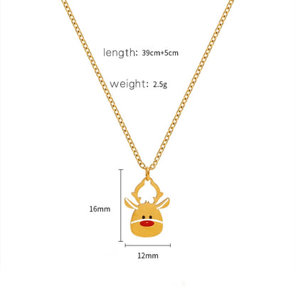 Jewelry Cute Christmas Hat Christmas Tree Christmas Socks Titanium Steel 18K Gold Plated Plating Pendant Necklace