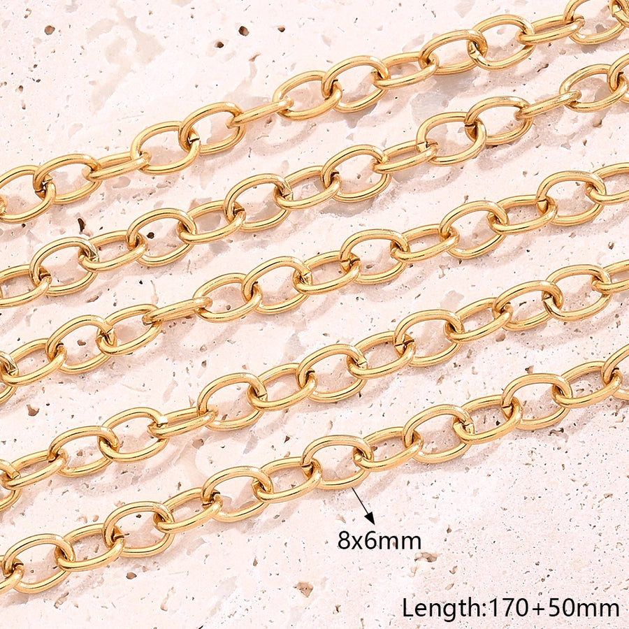 10 Strands/Package 5 Strands/Package 304 Stainless Steel 18K Gold Plated cable chain Polished Length: 170 50mm Length:230+50mm Length: 250mm Jewelry Accessories
