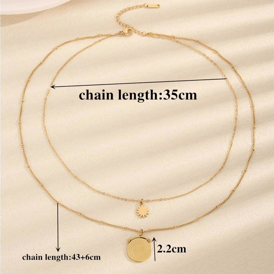 Jewelry Vintage Style Simple Style Gear 304 Stainless Steel Double Layer Necklaces