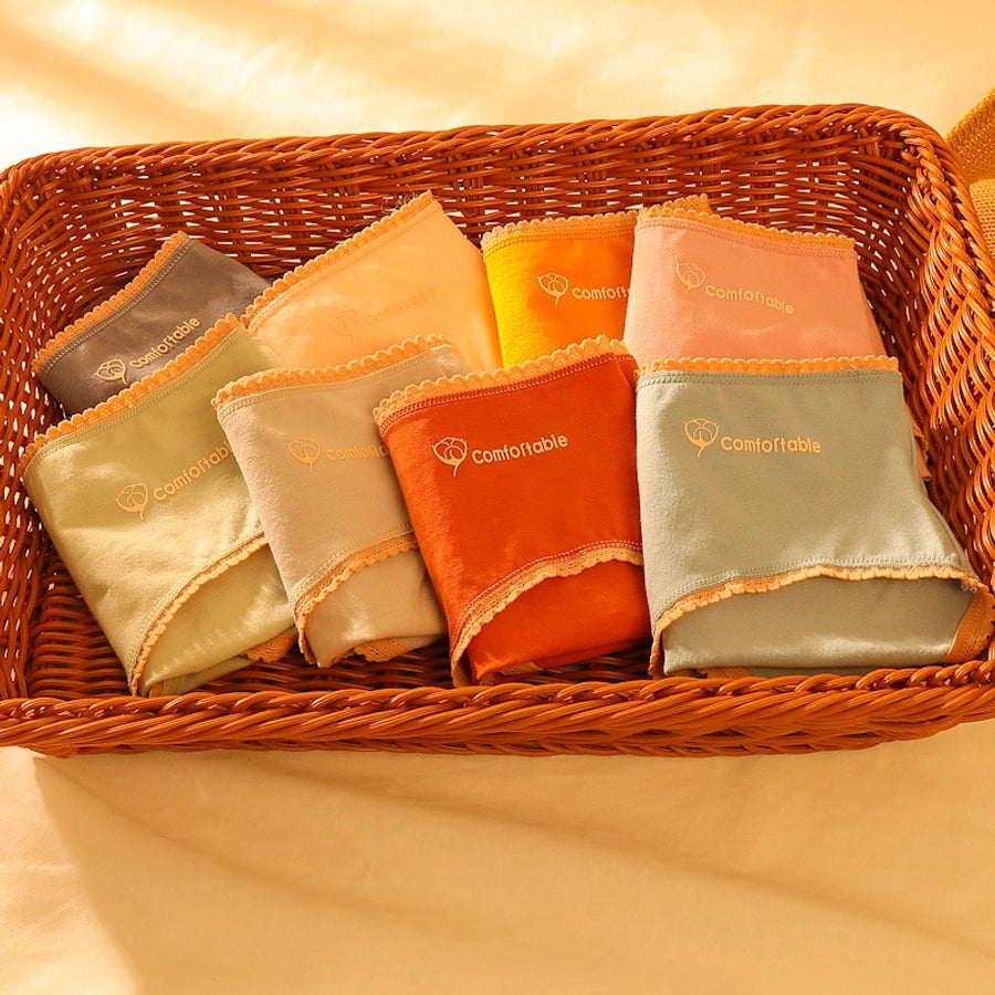 letter solid color breathable mid waist briefs panties