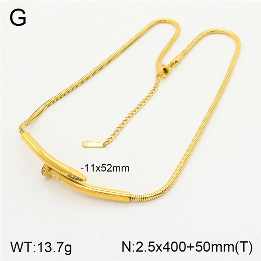 Jewelry Casual Elegant Cute letter Bee Butterfly 304 Stainless Steel Artificial Pearls Rhinestones 18K Gold Plated Inlay Pendant Necklace