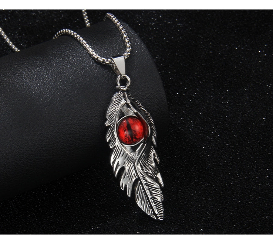 Hip-Hop Devil's Eye Feather 201 Stainless Steel Alloy Unisex Pendant Necklace