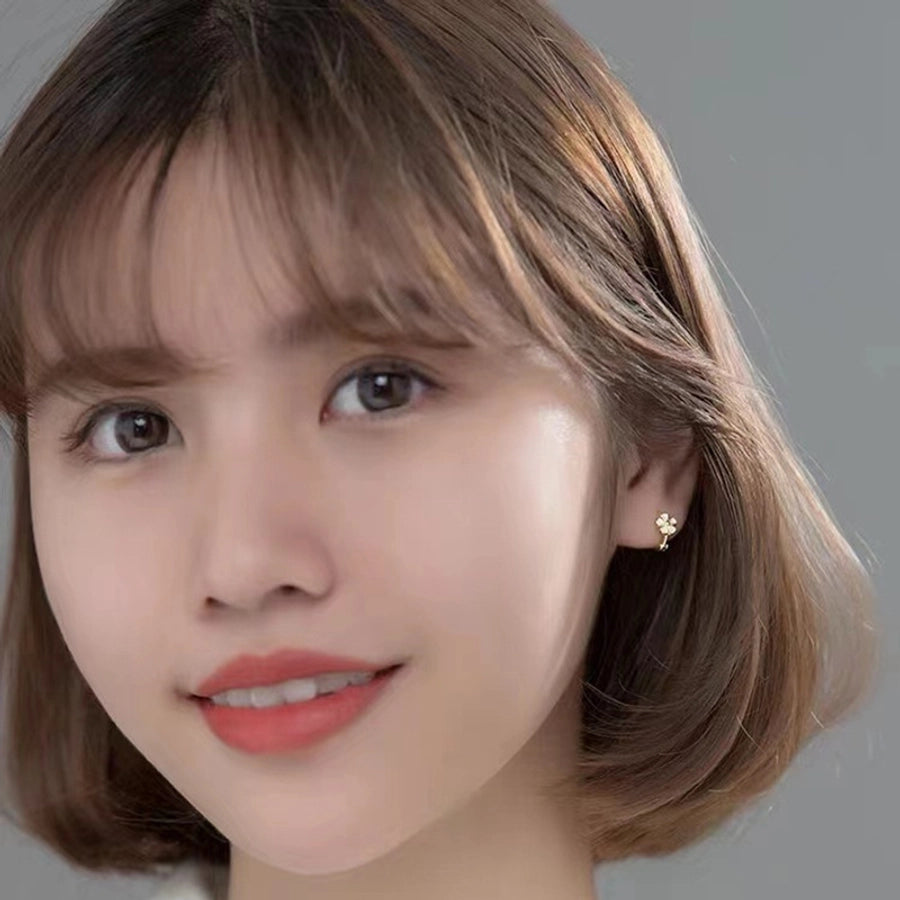 Drop Glue white flower ear buckle women's ear ring s925 sterling silver pin earrings temperament  ear jewelry High sense niche