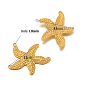 32 * 32mm Polka Dot Starfish 1.8mm Single Hanger Gold