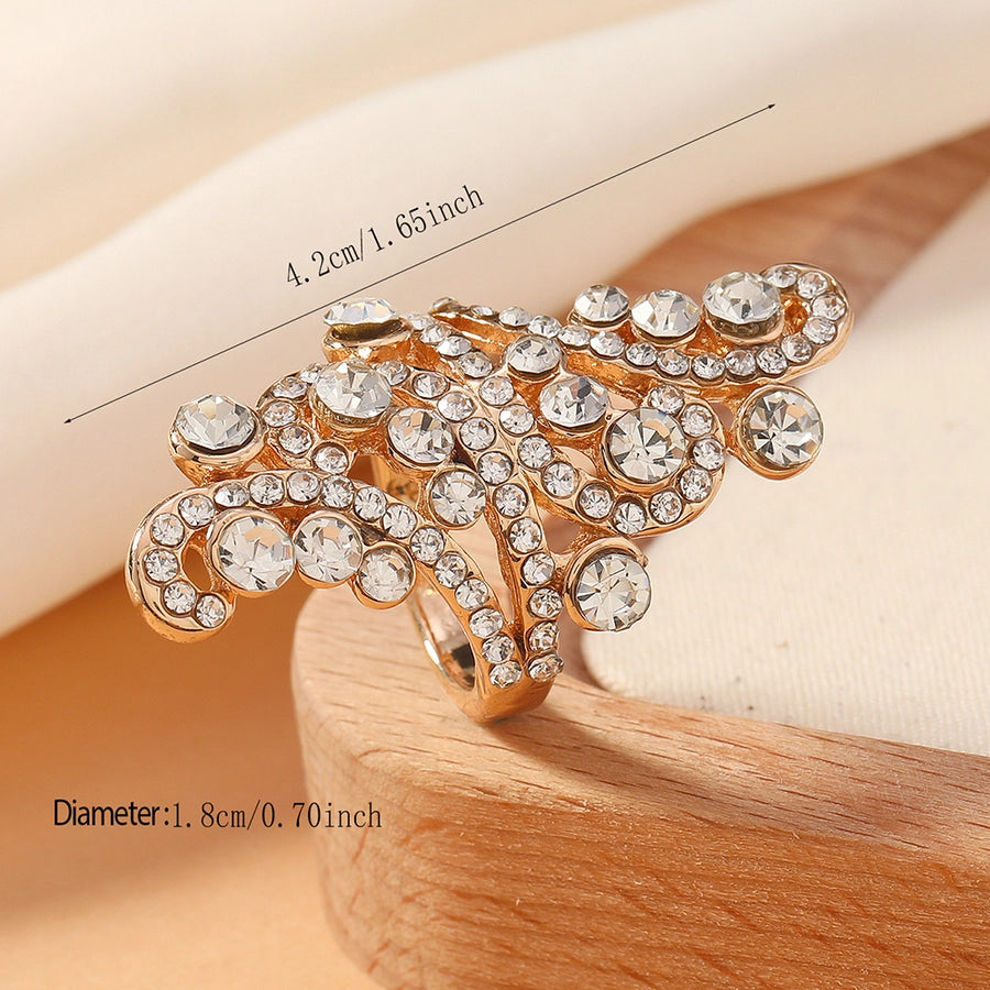 Elegant Geometric Heart Shape Alloy Rhinestones Women's Rings