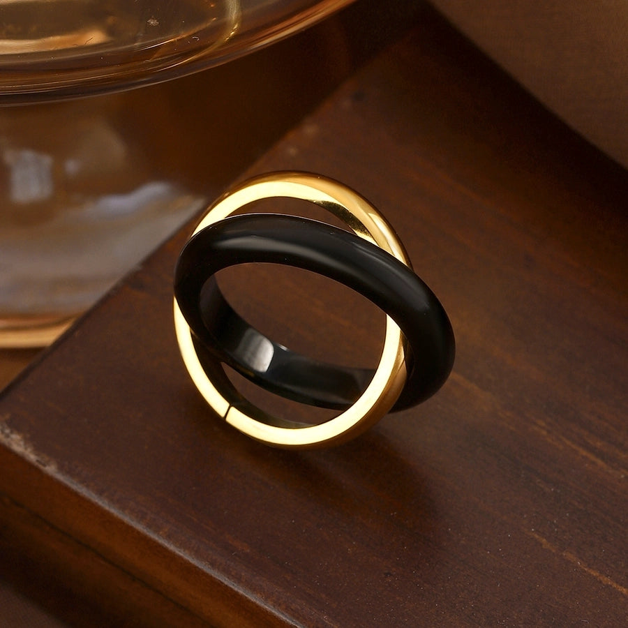 Jewelry Classical Exaggerated Simple Style Devil's Eye Oval Watermelon 316L Stainless Steel  Resin Adjustable Ring