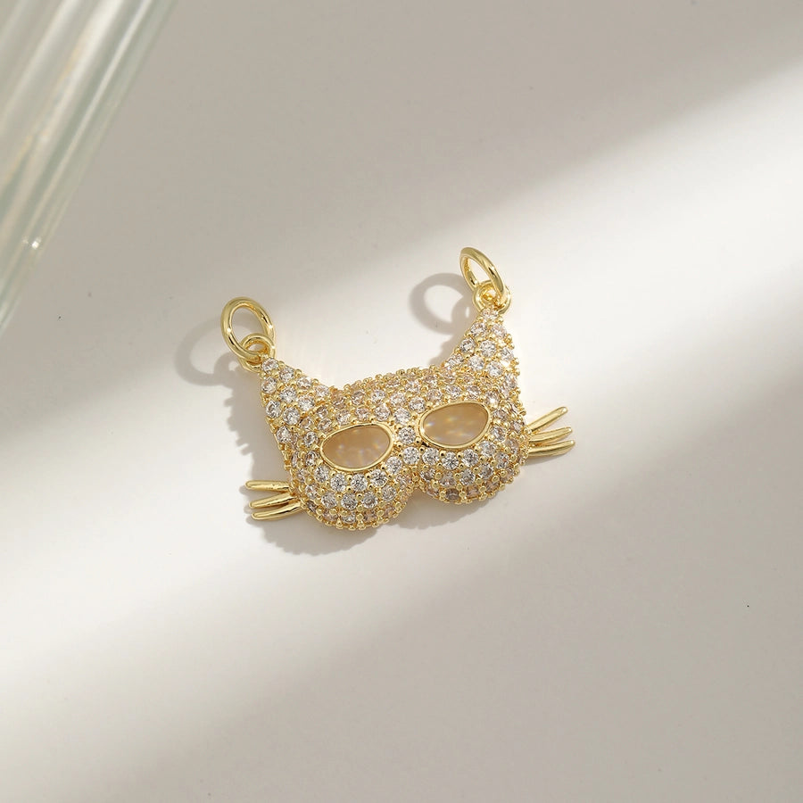 1 Piece 26.8MM Hole 3~3.9mm Copper Zircon 18K Gold Plated Lion Bat Mask Pendant Jewelry Accessories