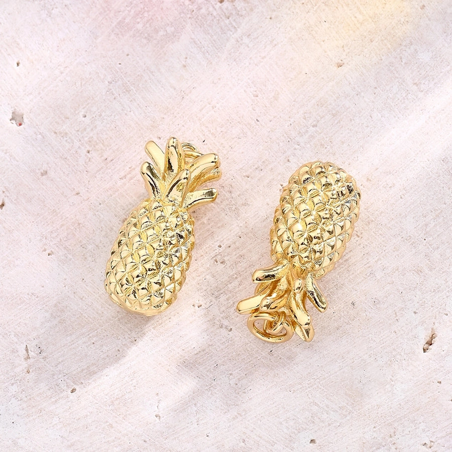 1 Pc/Package 11x9mm 12x11mm 9x8mm Hole 3~3.9mm Copper 18K Gold Plated Cherry Strawberry Pineapple Polished Pendant Jewelry Accessories