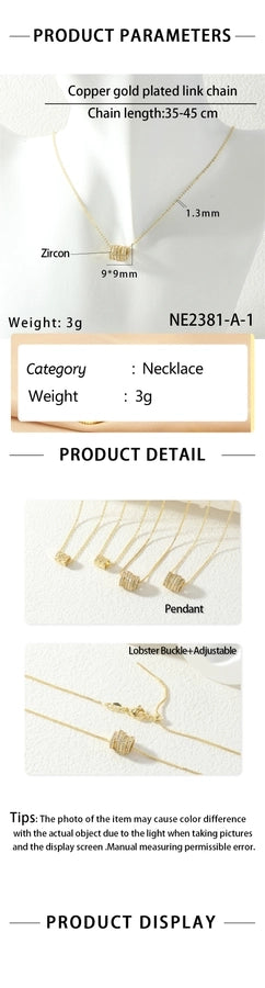 Jewelry Lady Simple Style Geometric Copper Zircon Necklace