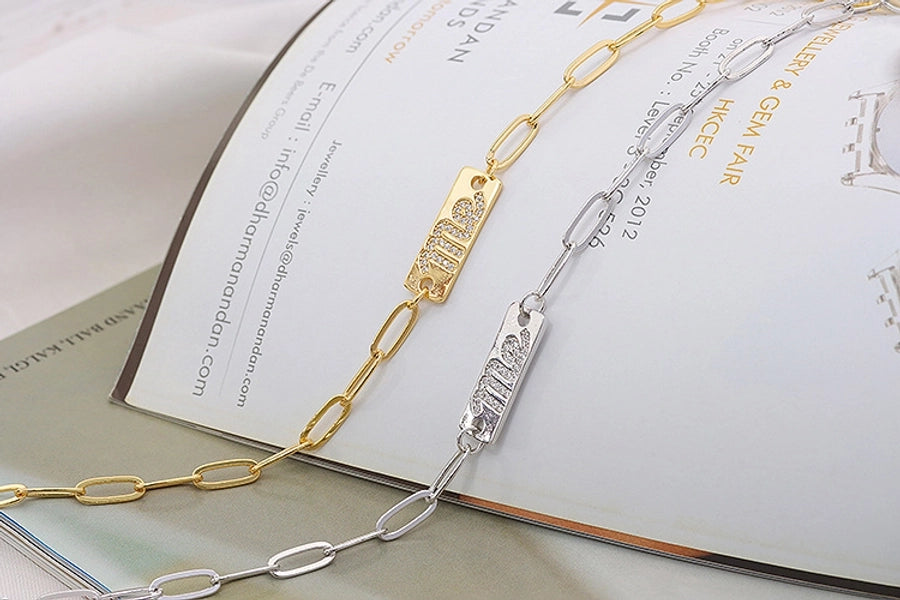 Jewelry Casual Classic Style Letter Copper Zircon Necklace