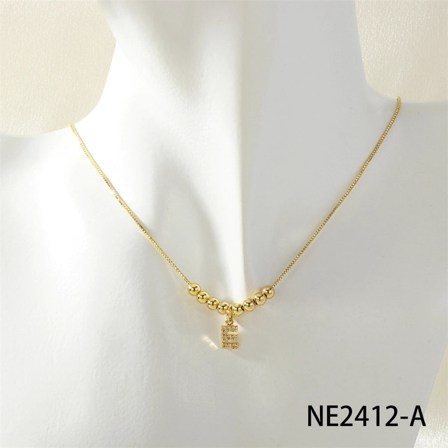 Jewelry Simple Style Letter Copper Zircon Inlay Pendant Necklace
