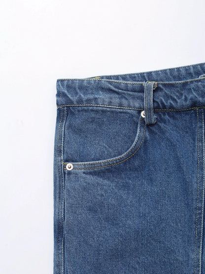 Daily Women's Simple Style Classic Style Solid Color Denim Pocket Skirt Sets Skirt Sets