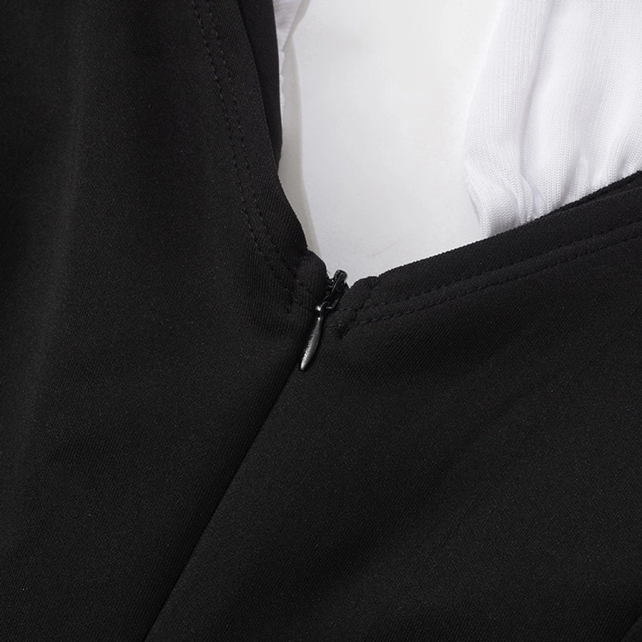 Women's Hip skirt Elegant Halter Neck Contrast Binding Short Sleeve Contrast Binding Above Knee Daily