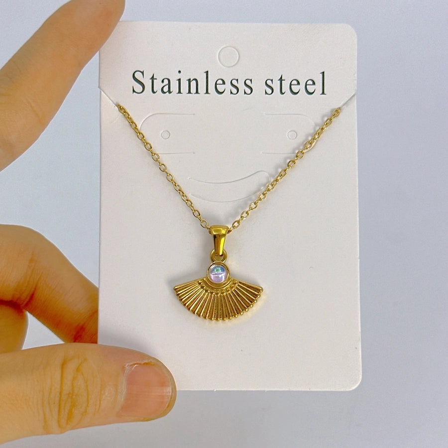 Jewelry Vintage Style Simple Style Sector 304 Stainless Steel Pendant Necklace