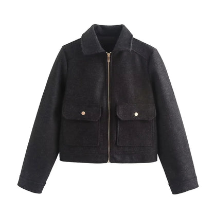 Women's Preppy Style Solid Color Coat Woolen Coat