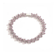 White Gold Color Rose Red Diamond Bracelet