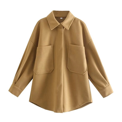 Women's Streetwear Solid Color Single Breasted Woolen Coat Woolen Coat