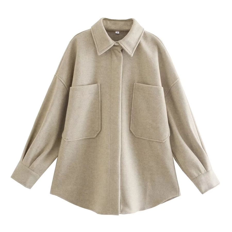 Women's Streetwear Solid Color Single Breasted Woolen Coat Woolen Coat