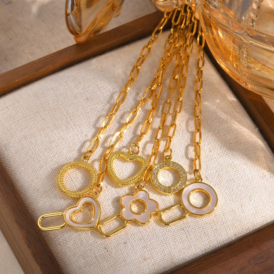 Jewelry IG Style Flower 201 Stainless Steel Copper Zircon 18K Gold Plated Bracelets