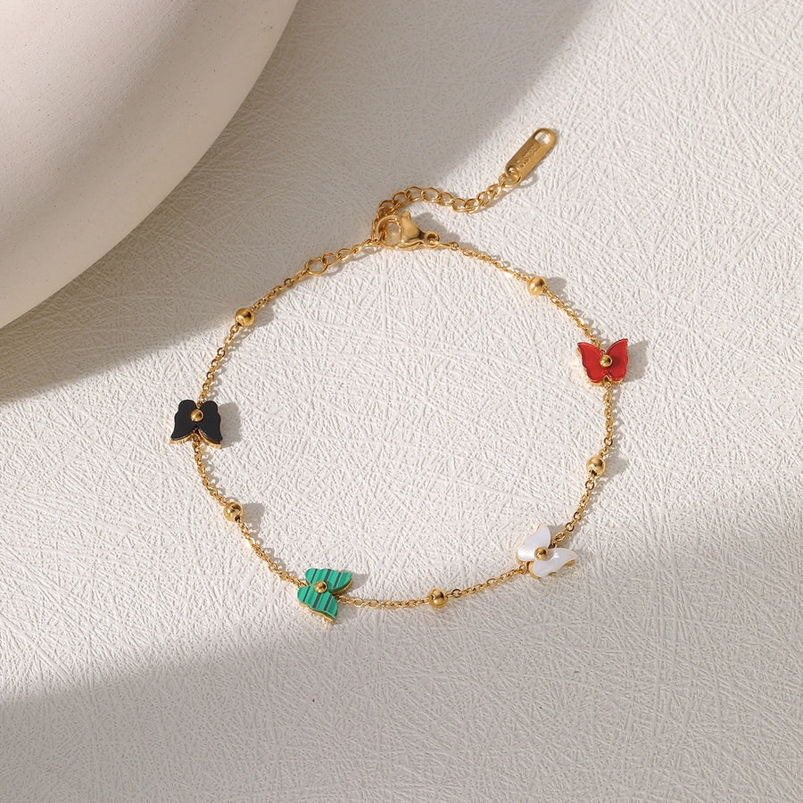 Elegant Commute Butterfly 304 Stainless Steel 18K Gold Plated cable chain Bracelets In Bulk Stainless Steel Bracelets