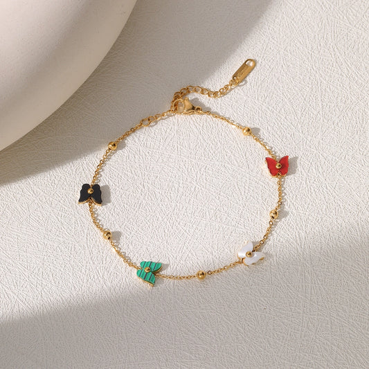 Elegant Commute Butterfly 304 Stainless Steel 18K Gold Plated cable chain Bracelets In Bulk Stainless Steel Bracelets