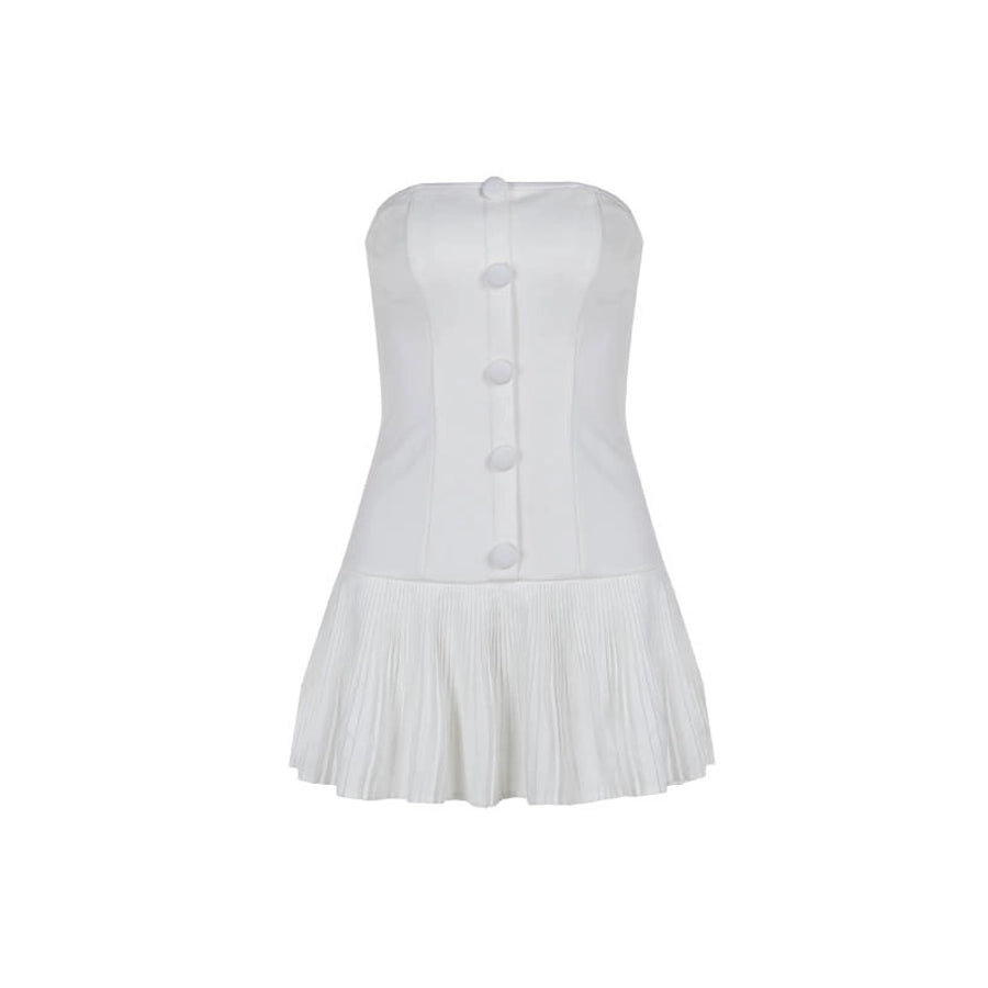 Women's White Dress Elegant Sexy Strapless Backless Sleeveless Solid Color Above Knee Holiday