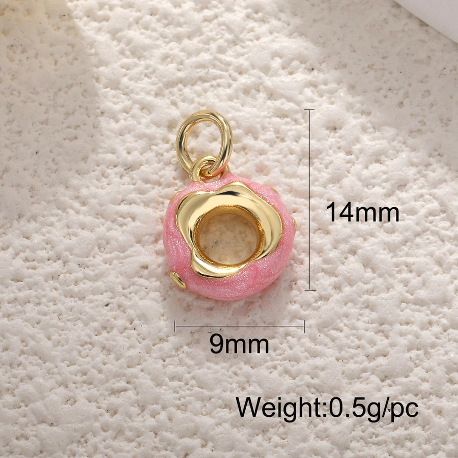 1 Piece 14mm-20mm Copper 18K Gold Plated Ice Cream Donuts Crown Pendant Jewelry Accessories