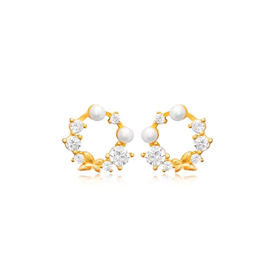 1 Pair Casual Elegant Geometric Copper Zircon Drop Earrings Ear Studs