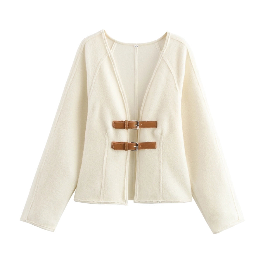 Women's Elegant Solid Color Woolen Coat