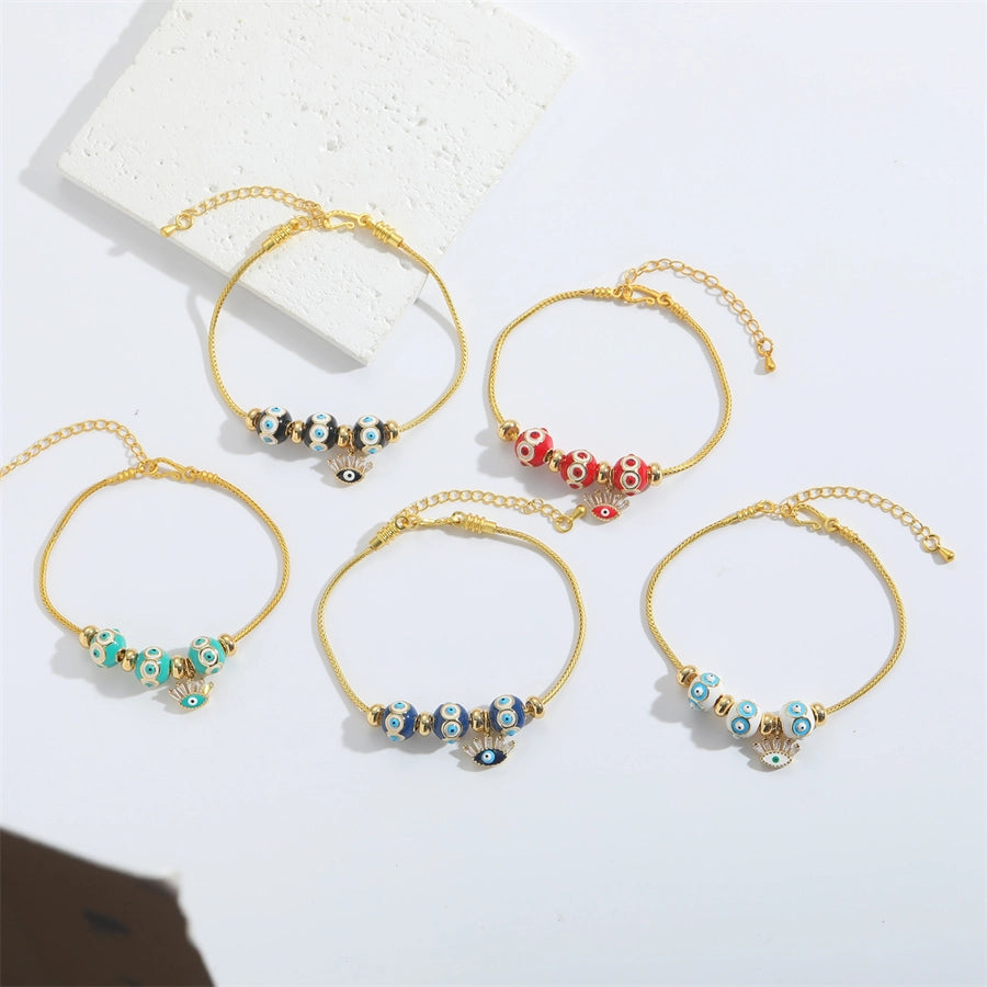 Jewelry Elegant Simple Style Commute Devil's Eye Copper Copper 14K Gold Plated Bracelets