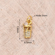 Zircon Milk Tea Pendant (Gold) [13x6.5mm (Aperture: 3mm)]