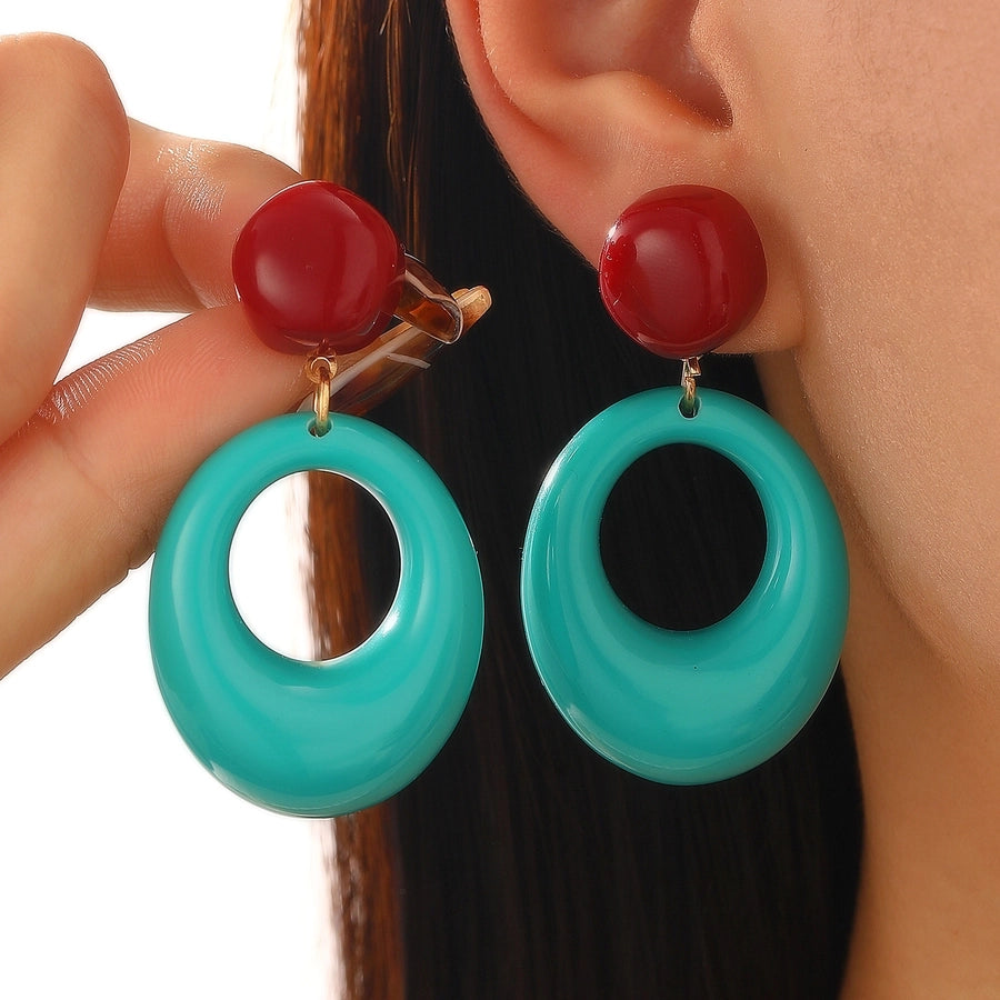 1 Pair Classic Style Geometric Plating Alloy Resin Iron Drop Earrings Ear Studs