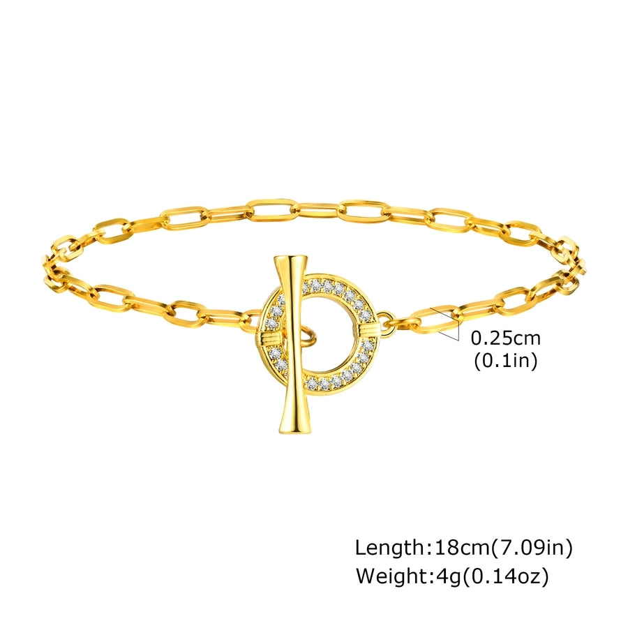 Jewelry IG Style Flower 201 Stainless Steel Copper Zircon 18K Gold Plated Bracelets