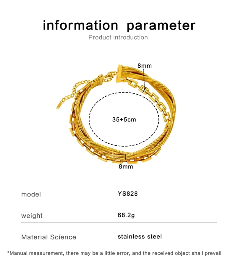 Jewelry Elegant Solid Color 304 Stainless Steel 18K Gold Plated Plating Layered Necklaces