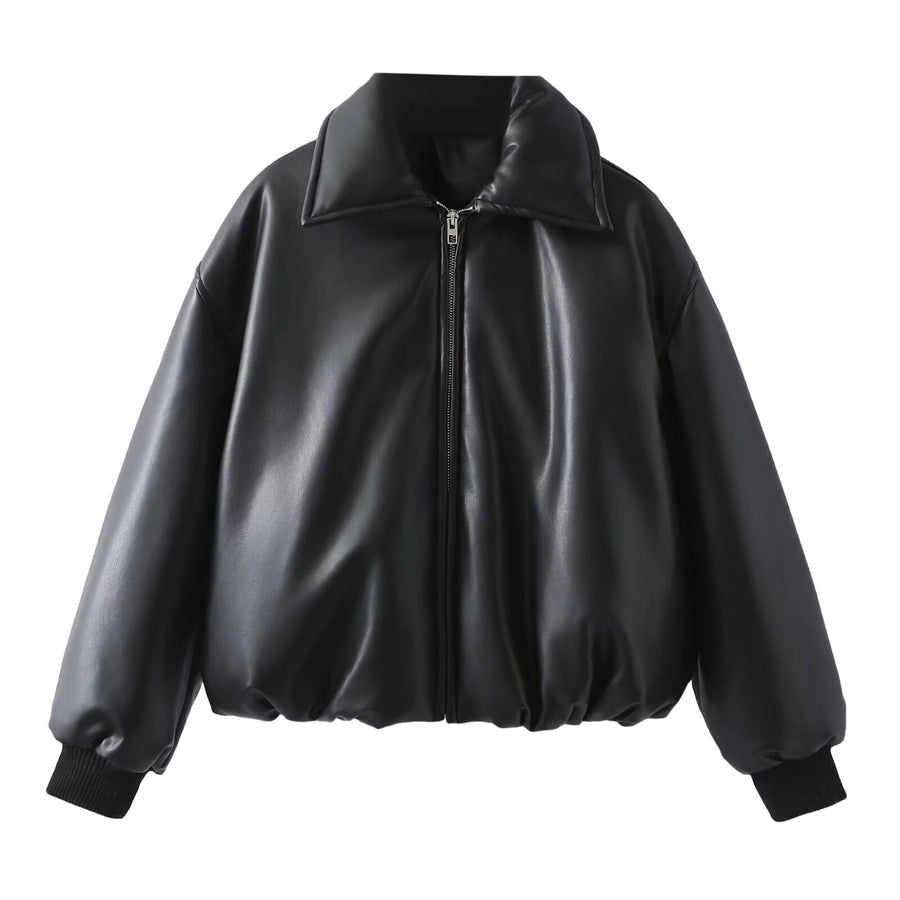 Women's Streetwear Solid Color Zipper Coat cotton clothes