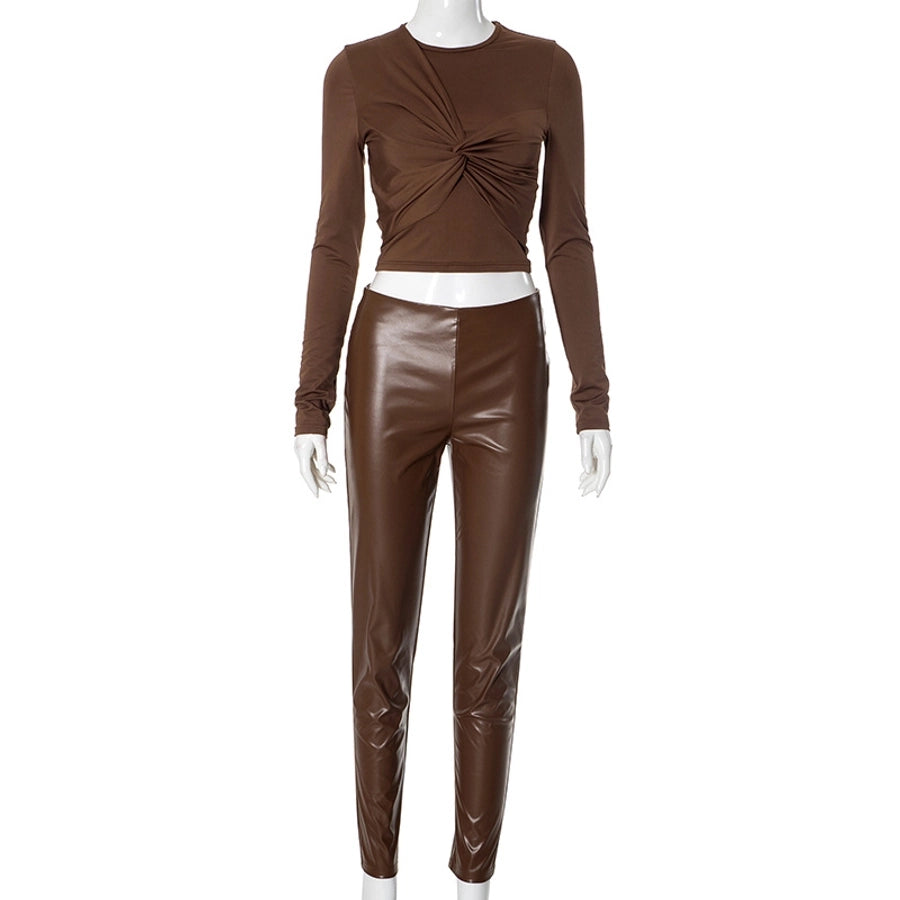 Daily Women's Streetwear Solid Color Spandex Polyester Pants Sets Pants Sets